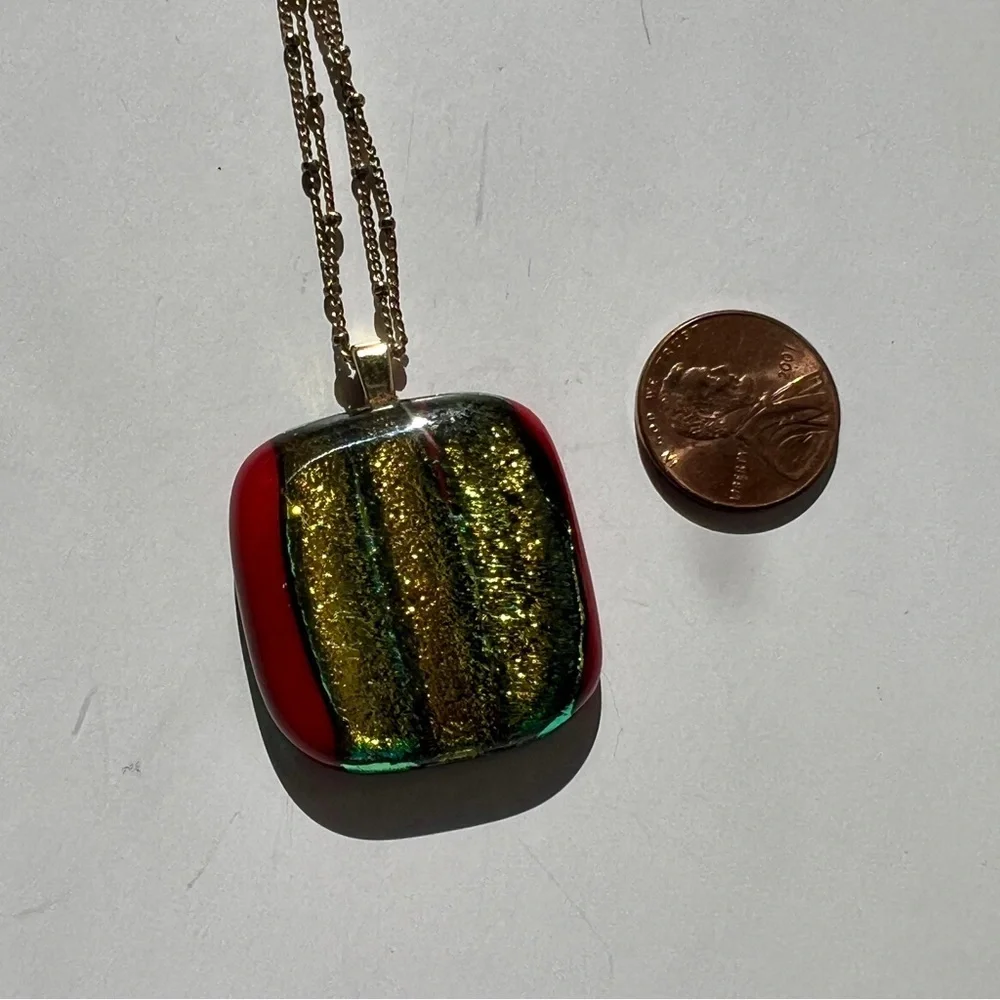 Glass multi-color necklace - Picture 3 of 6
